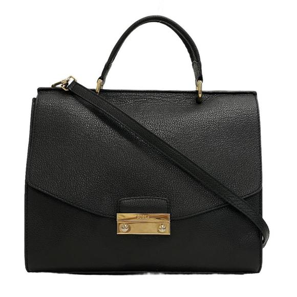 Furla Handbags - FURLA Metropolis 2WAY Hand Shoulder Bag Handbag Black Ladies